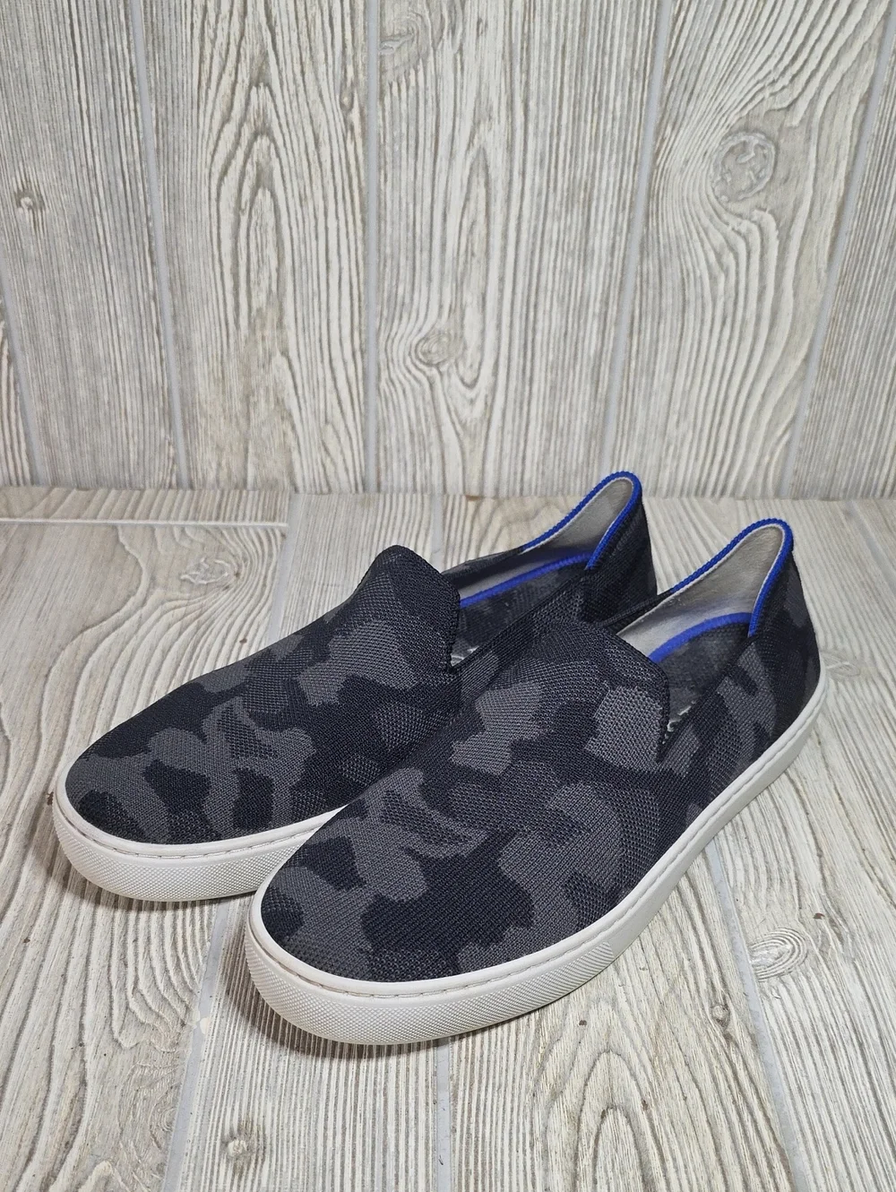 Rothy's The Original Slip On Sneakers Grey Camo Womens size 9.5